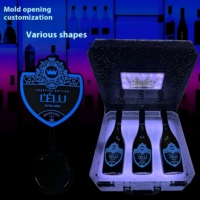 Étiquette LED personnalisée pour bouteille, résistante à l'eau, en PET, pour promotion de spiritueux en boîte de nuit, bar, événement, avec logo personnalisé