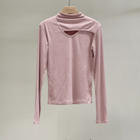 Haut en tricot de viscose décontracté pour femme, col montant simple, manches longues, doux, très élastique, coupe régulière, respirant et anti-humidité, OEM/ODM