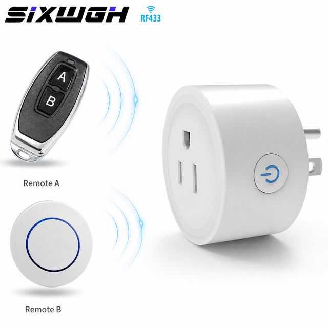 SIXWGH Wholesale RF433 Wireless Remote Control Outlet US Plug Smart Socket 10A No WiFi Needed for Lamps Fans with Remotes