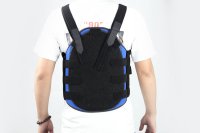 Attelle dorsale TLSO noire et bleue anti-hyperextension avec cadre en Y métallique, barre réglable et bretelles
