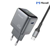 Chargeur rapide USB C Miccell OEM 45W, chargeur de téléphone GaN, adaptateur universel de charge rapide avec câble Type-C et écran TFT intelligent