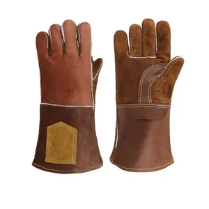 OEM Welder Gloves Supplier Cheap Goatskin Cowhide Leather Heat Resistant Safety Hand Work TIG Argon Welding Gloves