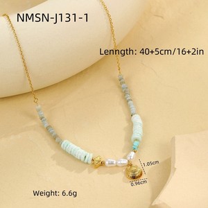 Boho Beach Jewelry Seashell Collar de acero inoxidable PVD Acrílico Concha Estrella de mar Encantos Joyería de verano a prueba de agua - Product Image 4