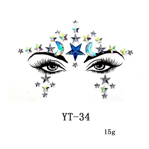 Fashion Eye Body Facial Tattoo Stickers Crystal Custom Face Gem Festival Face Jewels Stickers