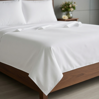 Draps de lit en coton blanc pour hôtel, draps plats king size en gros, doux, écologiques, durables, pour toutes les saisons, pour hôpitaux et hôtels