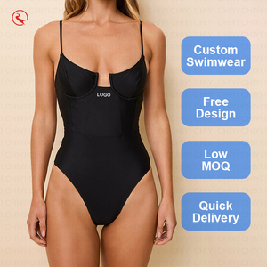 Traje de Baño de Una Pieza con Logotipo Personalizado, Diseño con Cuello Descubierto, Ajuste Ceñido, Secado Rápido, Spandex y Poliéster - Product Image 1