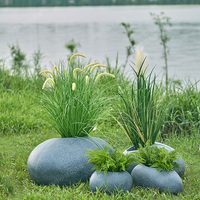 Vente en Gros : Jardinières Rondes d'Extérieur en Béton Léger et PRV, Ornements de Jardin, Grands Vases d'Intérieur au Sol pour Plantes