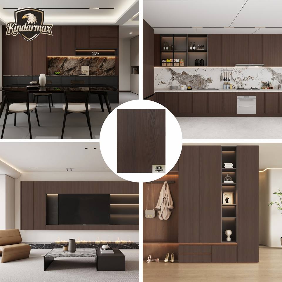 Mdf Surface Texture 18mm Synchronized Texture Melamine Faced MDF Board CE Certified Eco ...