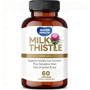 OEM/ODM Hoogwaardige Kruidenondersteuning Mariadistel 1000mg Plus Paardenbloemwortel <span class=keywords><strong>Capsules</strong></span> voor Volwassen Lever- en Immuunondersteuning 60 - Product Image 4