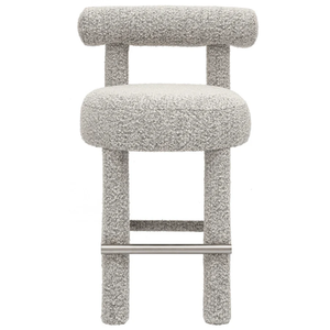 Taburete de Bar Moderno Carla con Tapicería de Terciopelo o Bouclé Texturizado, Estructura de Madera Sólida, Uso Comercial - Product Image 4