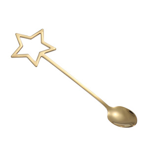 Cuchara de acero inoxidable 304, cuchara con estrella dorada, cuchara para mezclar con diseño de dibujos animados, cuchara de postre con estrella de cinco puntas, recuerdo de boda - Product Image 5