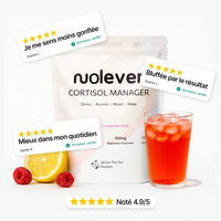 Nolever Cortisol Manager Drink Mix L-Théanine 300mg & Glycinate de Magnésium 400mg pour le soutien du stress et du sommeil, 30 sachets OEM