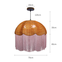 Lampe suspendue vintage en corde de chanvre avec pompon, style bohème, lampe suspendue en osier faite à la main, luminaire suspendu en rotin pour restaurant