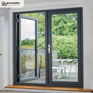 <span class=keywords><strong>Porta</strong></span> a Battente Moderna in Alluminio Buildgres, a Doppia Anta, con Taglio Termico, Vetro Temperato, Impermeabile, Stile Francese, per Patio e Uso Interno - Product Image 1