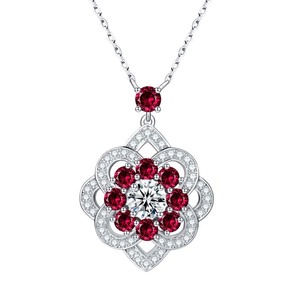 Collier Éternité All Fashion 1,2 ct avec Pendentif de Qualité, Rubis de Laboratoire Rond de 7 mm - Product Image 2