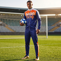 Ensemble de survêtement d'entraînement pour hommes, impression par sublimation intégrale, vêtements de sport pour hommes, ensembles de vestes et pantalons en polyester pour la course à pied, vêtements de football