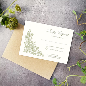<span class=keywords><strong>Carte</strong></span> d'<span class=keywords><strong>invitation</strong></span> de mariage floral de verdure Fleurs boisées <span class=keywords><strong>Modèle</strong></span> d'<span class=keywords><strong>invitation</strong></span> de mariage élégant, vert sauge - Product Image 2