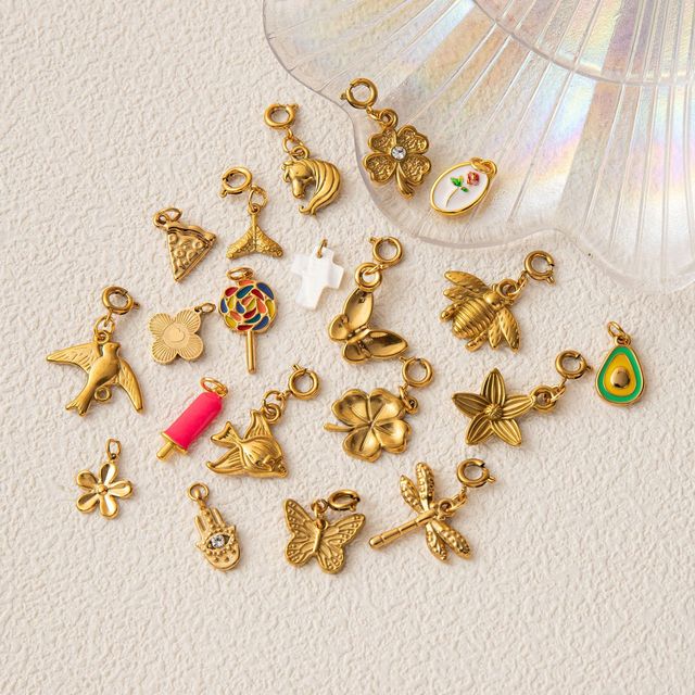 Tiny Nature's Glimmer | 18K PVD Gold Plated Assorted Mini Charms | Butterfly, Clover, Bee, Bird, Lollipop, Fish, Horse & More