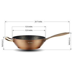Sartén Antiadherente <span class=keywords><strong>de</strong></span> Aluminio para Inducción, Personalizable <span class=keywords><strong>de</strong></span> Fábrica, Saludable y Segura, Sartén Wok Plana, Gruesa y Duradera - Product Image 4