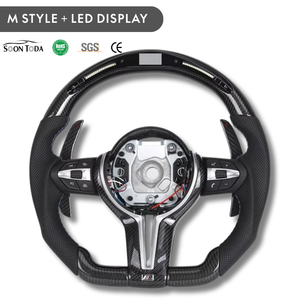Volante in Fibra di Carbonio Stile M con LED e Mezza Pelle per <span class=keywords><strong>BMW</strong></span> F10 F15 F16 F20 <span class=keywords><strong>F25</strong></span> F30 F31 F34 F36 M3 F80 M4 F82 X5 E70 E72 M2 M3 - Product Image 1