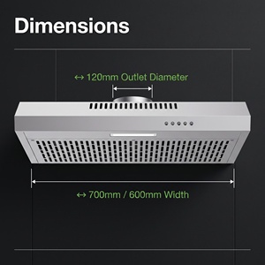 Campana Extractora Deslizable de Acero Inoxidable con Ventilación por Chimenea, Filtro de Carbón, Luz LED, Extracción de Aire de 21m/min, Clase de Eficiencia Energética - Product Image 3