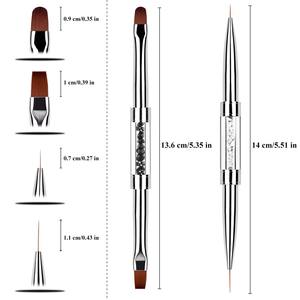 Pinceau à ongles en gel à double tête <span class=keywords><strong>pour</strong></span> la photothérapie, pinceau à ongles en gel long à design plat en nylon, vente en gros - Product Image 2
