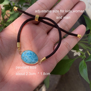Summer Collection Double Side Faceted Natural Stone Oval <strong>Gold</strong> Charm Adjustable Handmade <strong>Bracelet</strong> for <strong>Kids</strong> Girl Woman and Man - Product Image 5