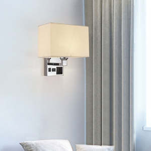 Fabric Shade <b>Wall</b> Sconce Hotel <b>Bedside</b> USB <b>Plug</b> Interface Charging Vintage <b>Wall</b> Lamp with Socket - Product Image 5