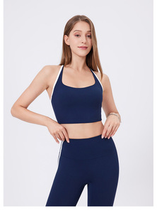 Wholesale Women Square Neck T-Strap Back Yoga <b>Crop</b> <b>Top</b> Padded Stretch Sports Bra Medium <b>Support</b> Pilates Gym Workout Active Wear - Product Image 2