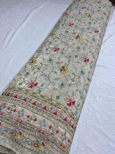 Most Selling Apparel Wedding Special Occasion Dress <b>Material</b> Pure Silk Crepe <b>Embroidery</b> with Beads Imported Hand Work Fabric - Product Image 2