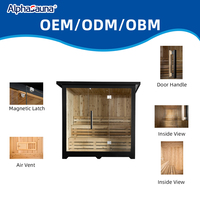Sauna extérieur électrique traditionnel à toit incliné noir, design moderne, style villa, construction en bois de cèdre japonais massif