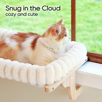 Perchoir pour chat avec hamac orthopédique pour rebord de fenêtre, structure en bois massif et métal, siège de fenêtre pour animaux de compagnie