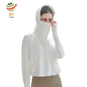 QY 2024 nouveau gilet éruption cutanée séchage rapide mince Protection solaire vêtements froid Anti Uv crème solaire vêtements avec capuche Upf 50 + glace pour les femmes