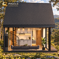 Cabane modulaire préfabriquée en forme de A, maison de glamping en WPC avec balcon et terrasse, étanche, installation rapide pour villas de villégiature en plein air