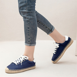 Zapatos de Lona Azul Marino Casuales de Moda para Mujer, Alpargatas con Cordones, <span class=keywords><strong>Zapatillas</strong></span> Antideslizantes para Mujer, Plataforma de Yute, Calzado Cómodo - Product Image 3