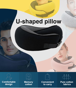 Oreiller de voyage ergonomique en mousse à mémoire de forme à rebond lent pour le cou, idéal pour le bureau, la maison, la voiture, avec bouchons d'oreilles et masque pour les yeux - Product Image 2