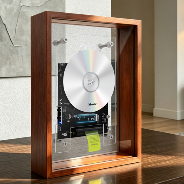 Gift Sets for New Year CD Player Wireless BT 5.2 Hi-Fi Sound Retro-Industrial Design No Built-in Speaker Wall-Mountable