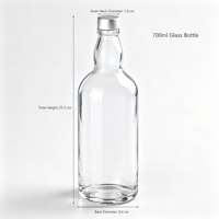 Bouteille en verre transparent pour spiritueux avec bouchon à vis en aluminium argenté, bouteille vide pour huile d'olive, limoncello, vin, logo personnalisé