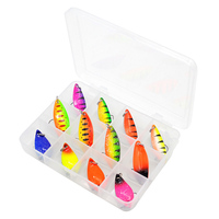 12 pièces cuillère à filature colorée leurre à la traîne appât dur cuillère en métal leurres de pêche kit compartiment mini boîte de matériel
