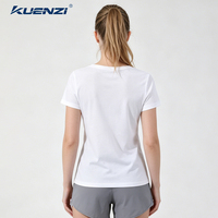 T-shirt pour femme à manches courtes et col en V, 100% coton mercerisé à l'azote liquide, personnalisé avec logo, 180 GSM, Kuenzi