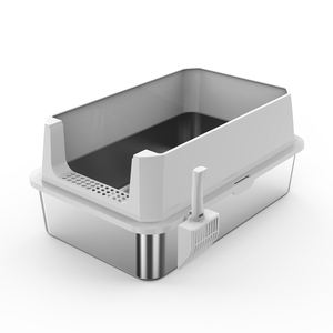 Confortável Easy Clean Anti-Tracking XXL <span class=keywords><strong>Litter</strong></span> <span class=keywords><strong>Box</strong></span> para Gatos Bandeja De Panela De <span class=keywords><strong>Litter</strong></span> De Aço Inoxidável Semi-Fechado Caixa De Lixo - Product Image 5
