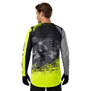 Maillot de motocross à manches longues pour homme, imprimé camouflage jaune et noir, tissu polyester à séchage rapide, pour toutes les saisons - Product Image 2