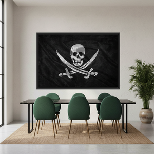 Elegant Jolly Roger Flag Canvas Print: Pirate-Themed Wall Art,<b>BLACK</b> <b>FRAMED</b> CANVAS - Product Image 3