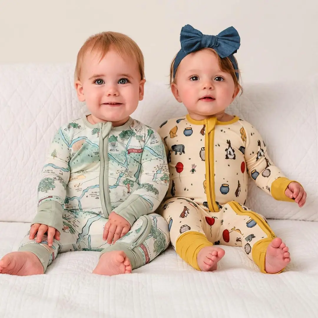 Etsy Hot Sell Toddler Infant Boys Girl Zipper Sleepwear Pajamas Organic Bamboo Baby Footie Jumpsuit Romper