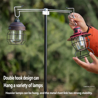 Support de lampe pliable réglable en alliage d'aluminium et de fer, support de lampe portable noir, crochet, support de lampe pliable, support de lampe de camping