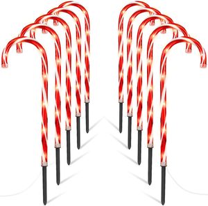 Décoration de Noël <span class=keywords><strong>solaire</strong></span> en forme de canne à sucre avec lumière LED, étanche IP65, pour jardin, passage, cour, pelouse - Product Image 4