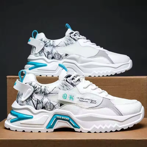 Nouvelles chaussures de course respirantes en maille haute pour hommes, chaussures décontractées à la mode blanches légères avec doublure en cuir véritable - Product Image 2