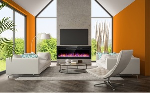 <span class=keywords><strong>Chimenea</strong></span> Eléctrica de Lujo <span class=keywords><strong>con</strong></span> Pantalla de Vidrio de 3 Lados y Efecto de Llama LED de 13 Colores para Decoración de <span class=keywords><strong>Sala</strong></span> de Estar de Hotel o Villa - Product Image 5