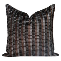 Ensemble de coussins à rayures métalliques, coussin lombaire carré, charbon, argent, bronze, coussins décoratifs tissés pour canapé, salon, chambre à coucher