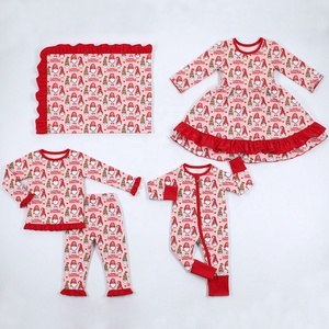 KR Girls <strong>Christmas</strong> Tree Print Long Sleeve <strong>Dress</strong> Custom Pattern Ruffle Hem Festive <strong>Dress</strong> for <strong>Kids</strong> Holiday Party Family Wear - Product Image 5